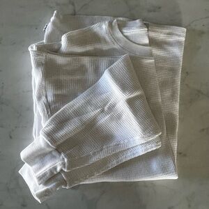 Aritzia TNA Tremont Thermal Longsleeve Shirt - White